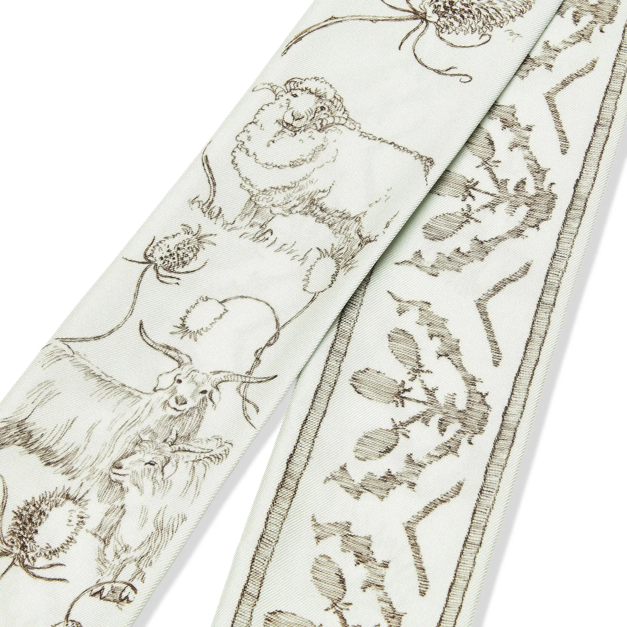 Detailed View of Loro Piana Le Origini Delle Eccellenze Feather Green Graphite Silk Tie Band FAQ2528_T2ED